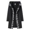 Gothic Women Moon Printed Cardigan Long Sleeve Hooded Coat Black Fashion Top For Casual Wear