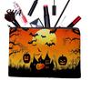 Compact Storage for Small Items Halloween Bag, with Pumpkin Ghost Print, Durable Canvas Cute Festive Zippered Pencil Case Large Capacity Makeup Pouch,