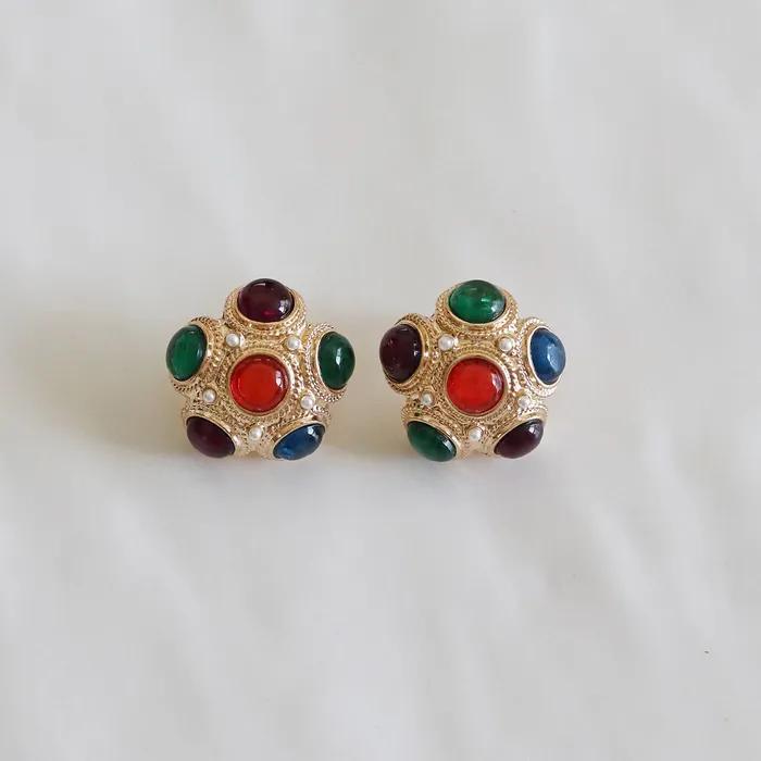 _yy44 Ethnic Point Flower Earrings
