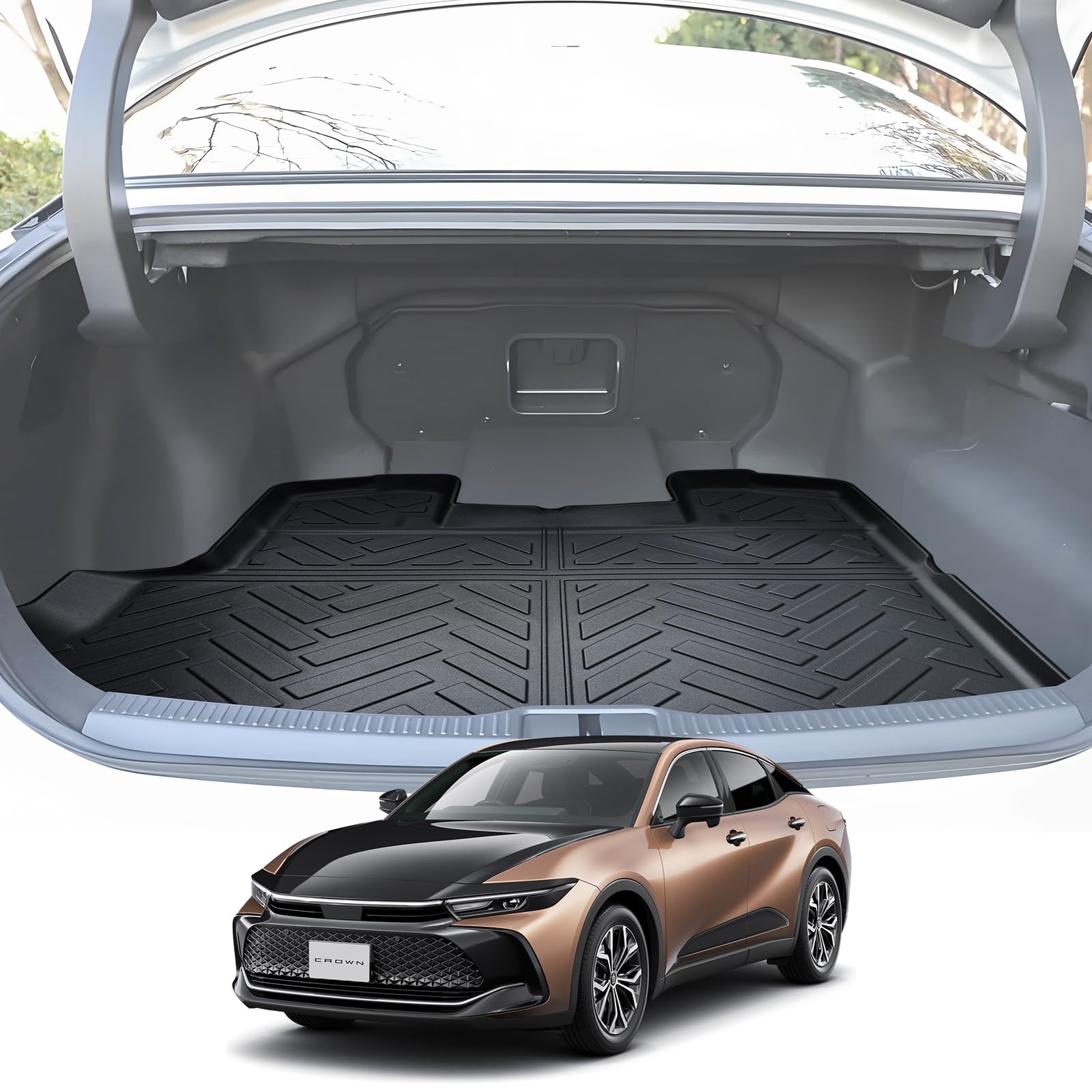 

LANGBEAN Toyota Crown Crossover Багажник 3D Водонепроницаемый TPE Легкие и Индивидуальные Детали Интерьера для Crown Crossover (Серия 35) Коврик, Противоскользящий коврик, чёрный