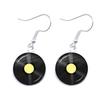 Retro CD Record Drop Earring Disc Classic Music Gramophone Record Glass Cabochon Earrings Gift for Music Loves