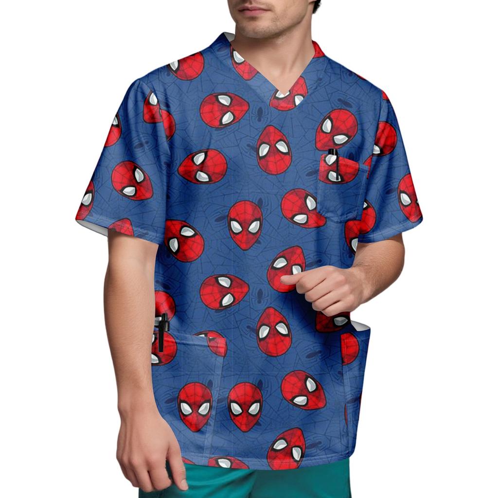 Kurzärmliges Carer-Oberteil für Herren mit V-Ausschnitt und Brusttasche