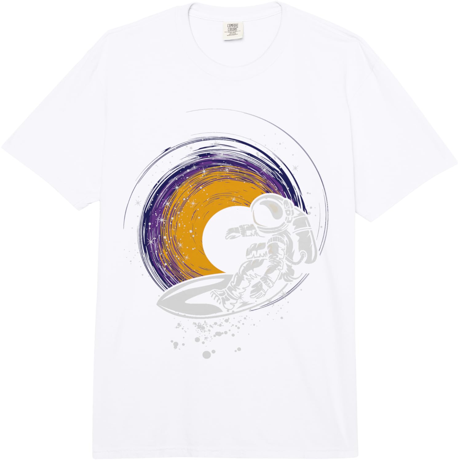 Astronaut Surfing Galaxy Space Graphic Tee Casual Short Sleeve Cotton TShirt for Men S