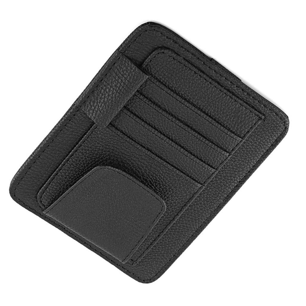Auto Car Sun Visor Organizer Pouch Bag Card Storage Glasses Holder Clip Black