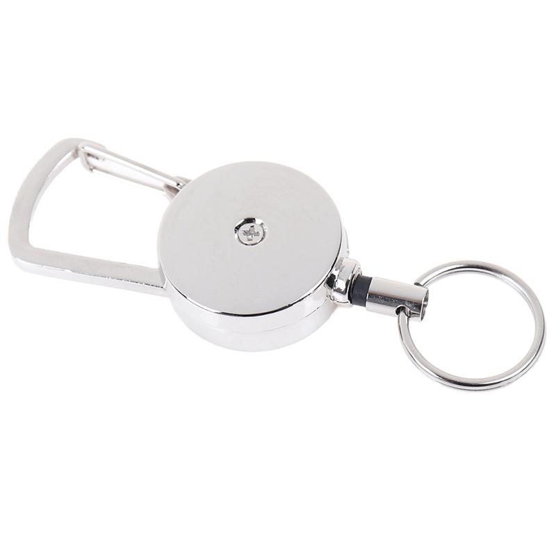 1Pc Retractable Pull Key Ring Chain Clip Carabiner Holder Recoil Extends
