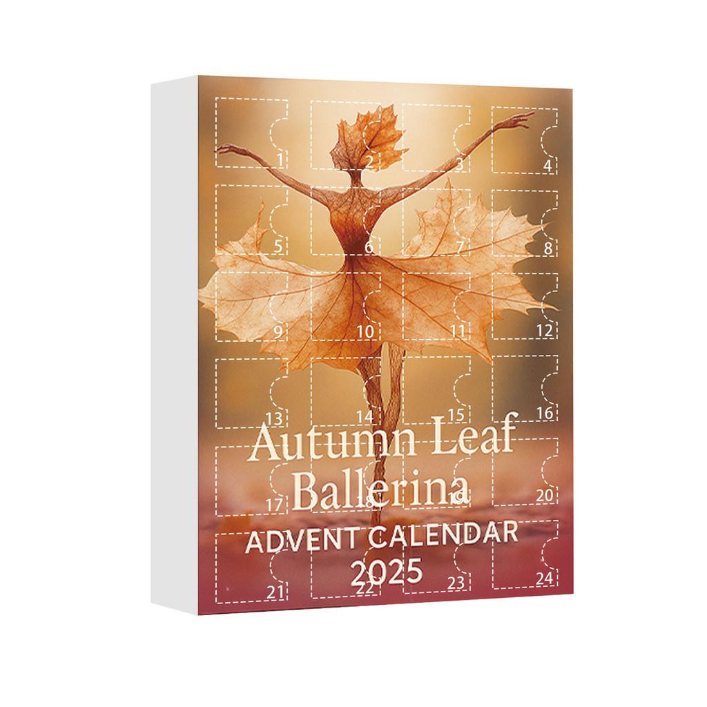 Świąteczny 24-dniowy Kalendarz Adwentowy z Dziewczyną z Liściem Klonowym i Motywem Baletowym Akrylowa Świąteczna Niespodzianka