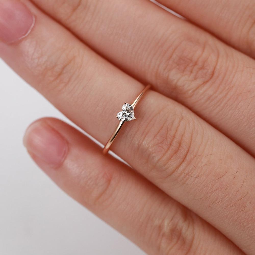 1PC Simple Women's Fashion Wedding Band Engagement Heart Ring Party Birthday Anniversary Gifts