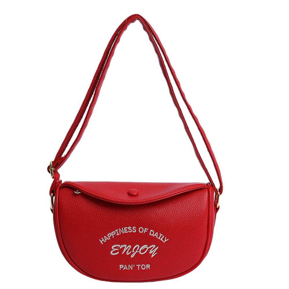

Korean Shoulder Bag Embroidery Handbags Fashion Saddle Bag Women красный