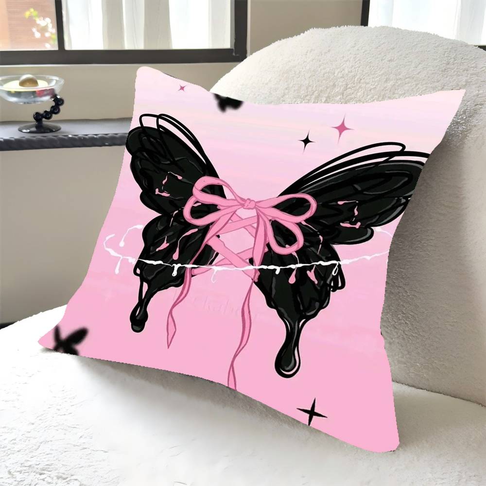 1PC Luxury Pink cute butterfly Pillow Case Square  Bedroom Sofa Leisure Comfort Cushion Car Home Decoration Pillowcase 40x40