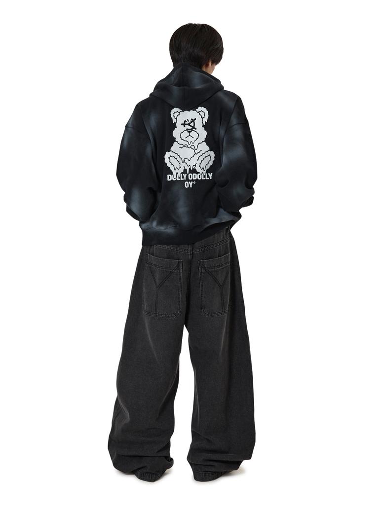 Openyard(Oy) Dirty Spray Melting Dolly Hoodie Zip Up - Black