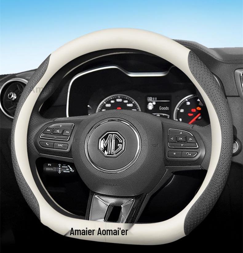 MG Steering Wheel Cover - Ultra-Thin Genuine Leather, Four Seasons Fit for MG5, Ome, ZS, Navigator, HS