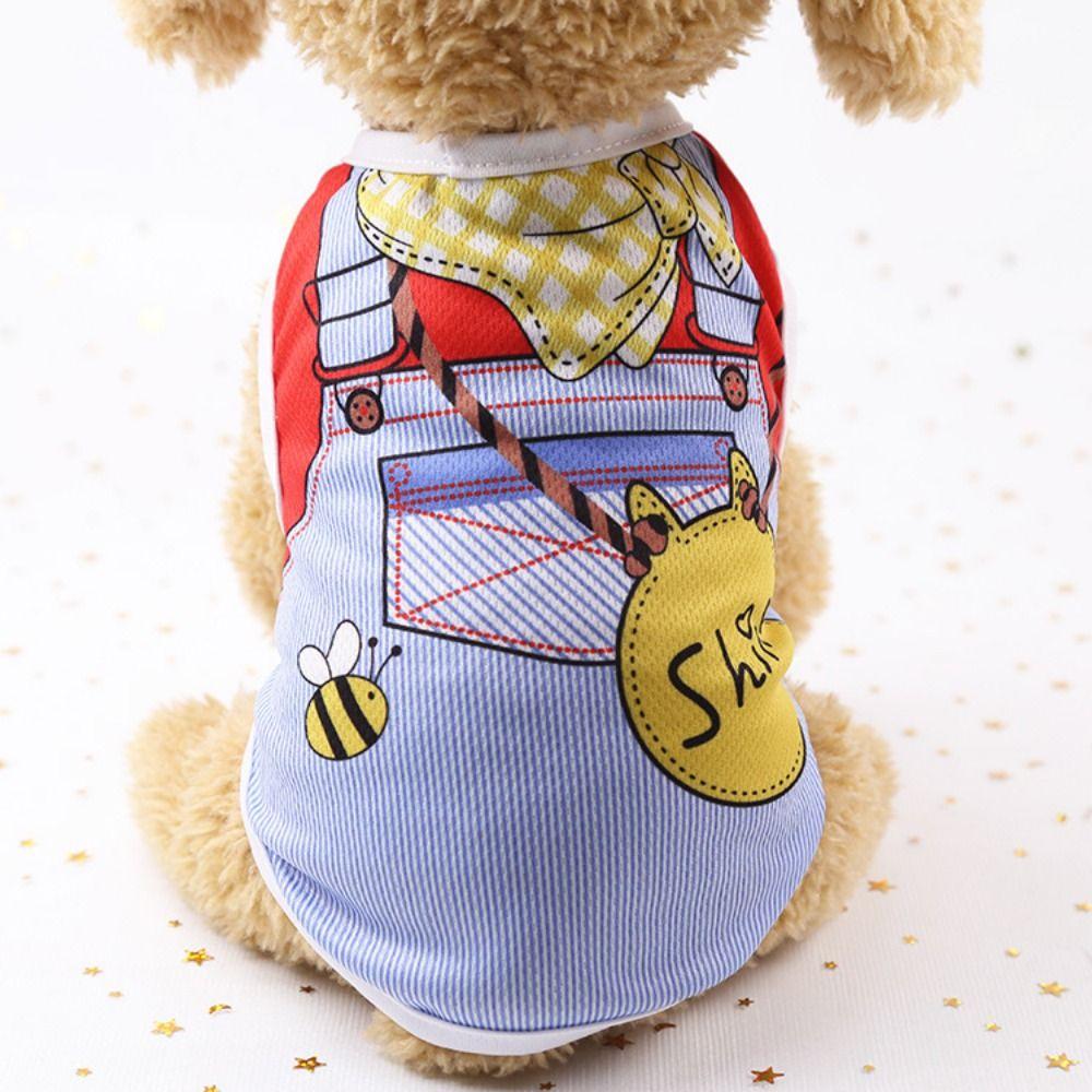 

Cartoon Pet Fake Suspenders Vest Soft Dog T-shirt Creative Pets Cool Vest Summer XL-E