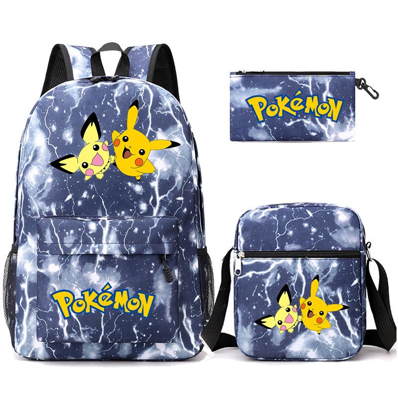 Backpack Teen Student School Bag Three-piece Pencil Case Crossbody Bag