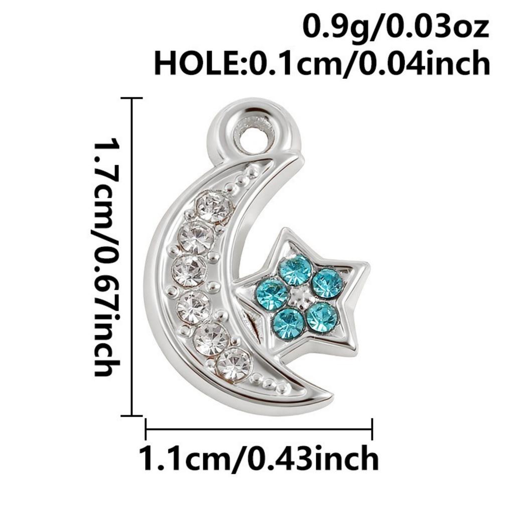 3 Pcs 304 Stainless Steel Charms Multicolor Half Moon Star Blue Rhinestone Pendants For DIY Necklace Earrings Bracelet Making