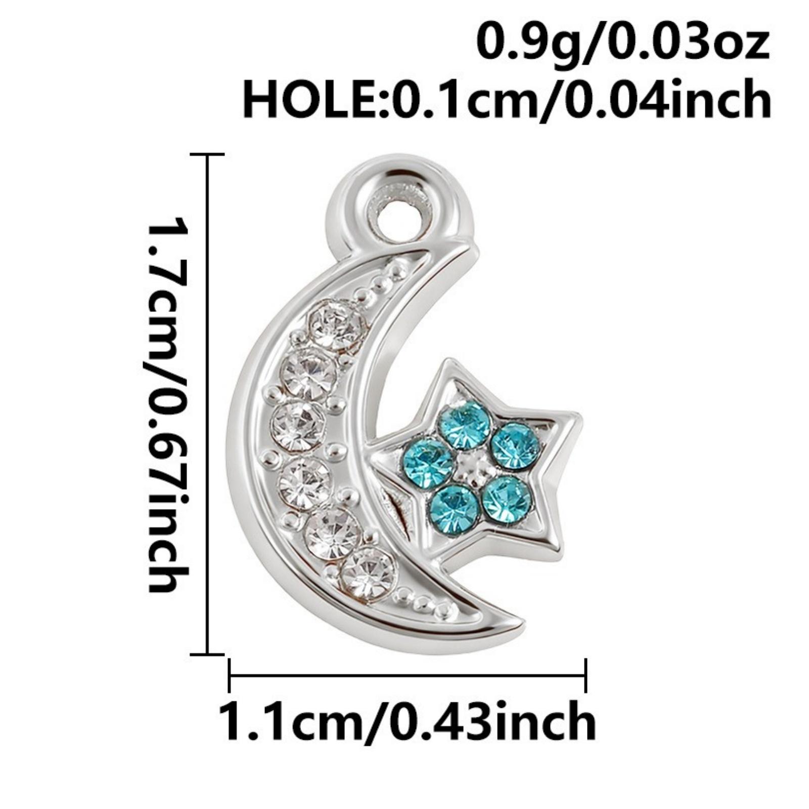 

3 Pcs 304 Stainless Steel Charms Multicolor Half Moon Star Blue Rhinestone Pendants For DIY Necklace Earrings Bracelet Making