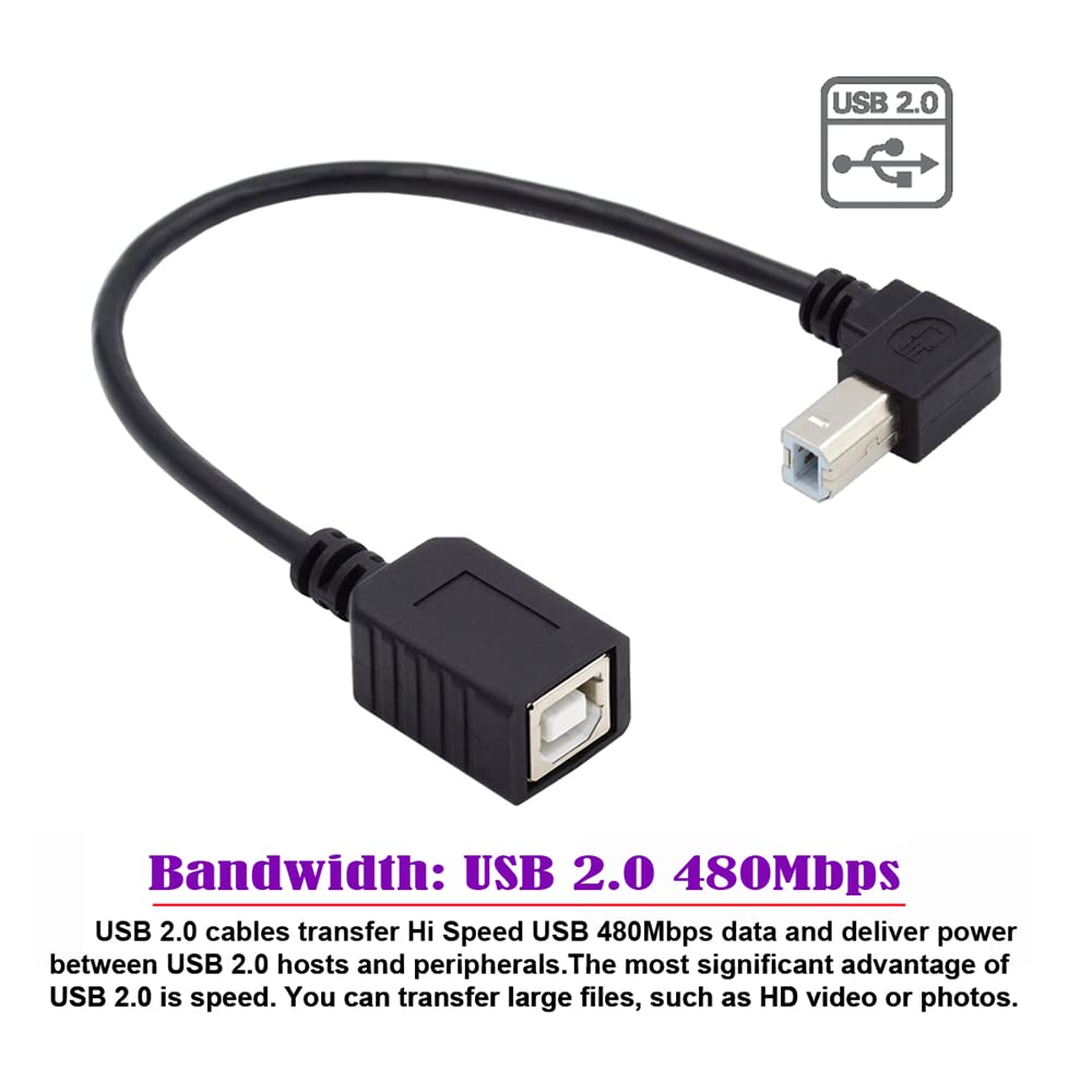 Cabo de Extensão USB Tipo B Macho para Fêmea NFHK 90 Graus para Cima 20cm para Impressora Scanner Disco 2.0