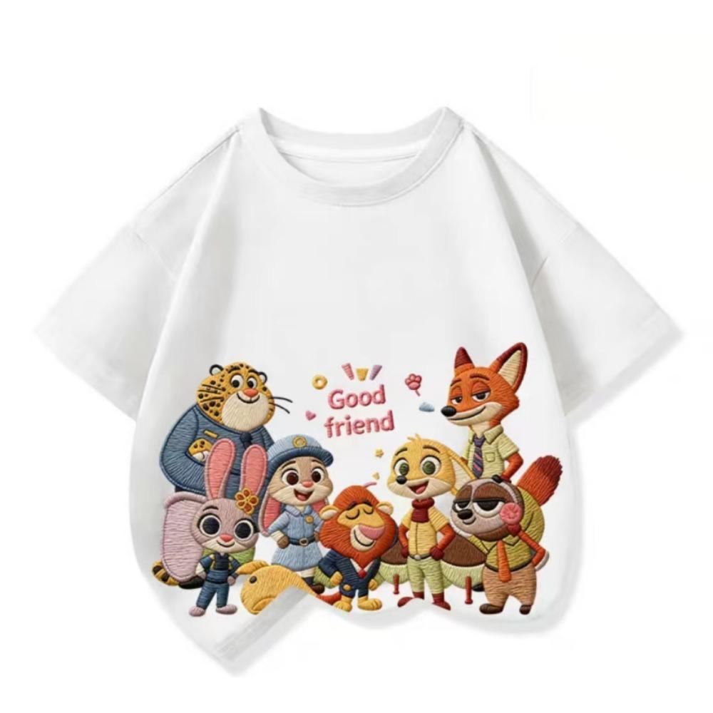 Crazy Animal Cartoon Pattern Short-Sleeved T-Shirt -Popular Children's Shirt