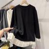 Pullovers Tops Women Long Sleeves Blouse Oversized Round Neck Loose Long Sleeve Shirt Slim Lace Pullover Tops
