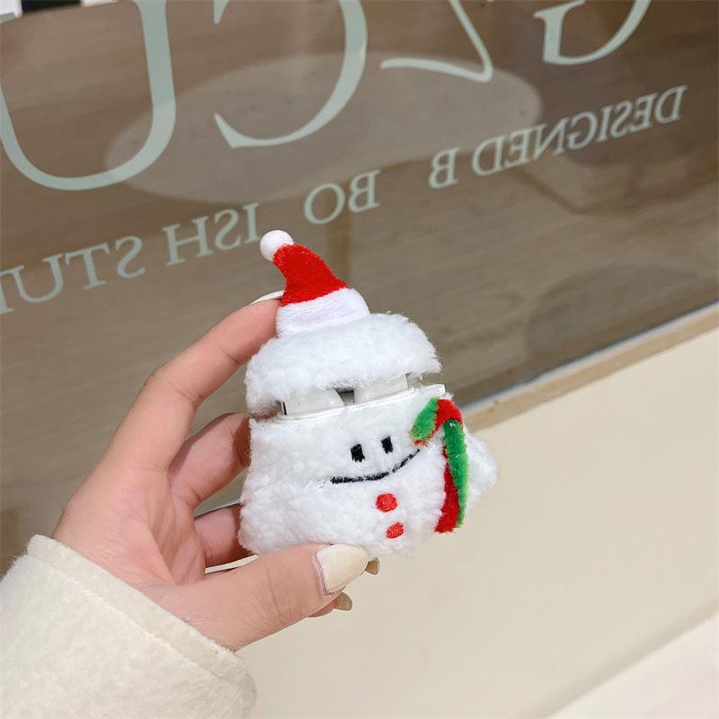 Plush christmas snowman for apple AirPods pro bluetooth wireless headset cover 1/1/1 generation cute girl