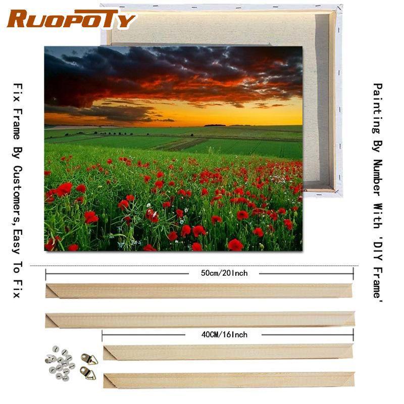 RUOPOTY Digital Painting Flower Sea Hand-Painted Wall Art Painting Unique Gifts On Canvas Sunset Pictures Home Decoration