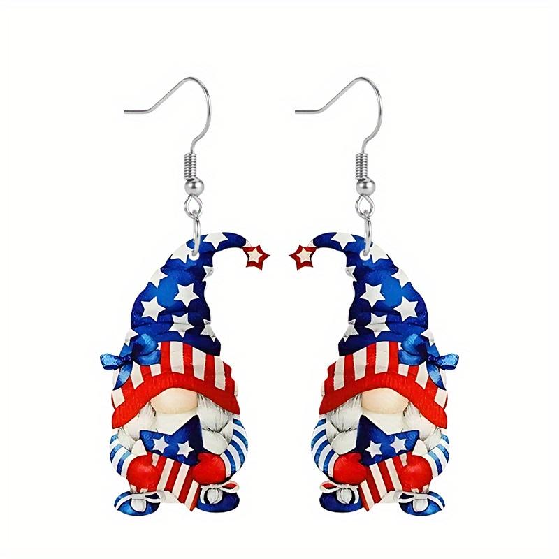 Independence Day Earrings Creative Blue Five-pointed Star Dwarf Earrings Simple Cross Flag Earrings
