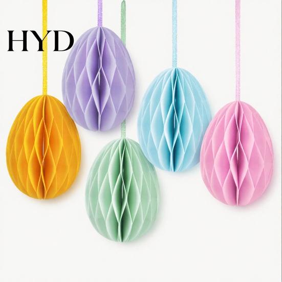 Multi-Scene Party Decor 2 Pcs Easter Honeycomb Hanging Decoration 3D Paper Egg Ornaments for Home Classroom Spring Supplies Wedding