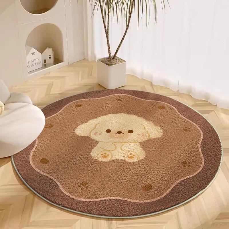 Cartoon Animals Carpets for Living Room Cute Bedroom Decor Plush Rug Round Dressing Table Floor Mat Fluffy Soft Children Carpet
