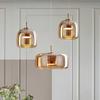 LED Pendant Glass 3 Heads Amber Anthracite For Living Room Dining Table Hotel Bar Office Indoor Turn Decorative Lighting Fixture