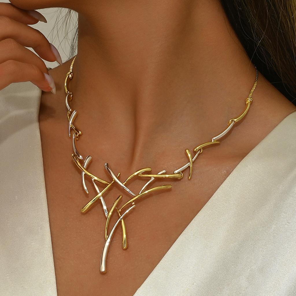 Bohemian Two Tone Cross Fireworks Necklace Ear Clips Jewelry