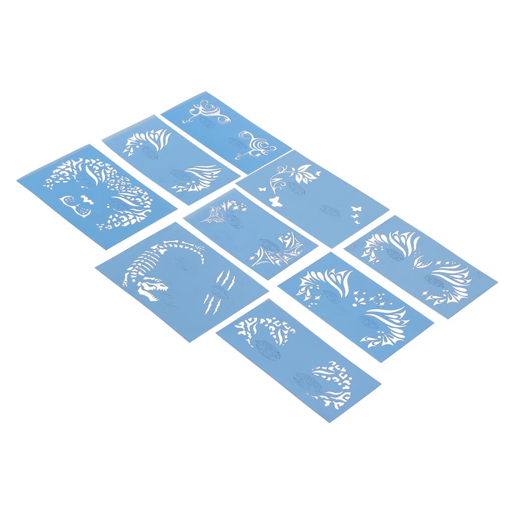 9pcs Face Painting Stencils Kit Washable Paint Template Stencils Template for Halloween Holiday Party Cosplay