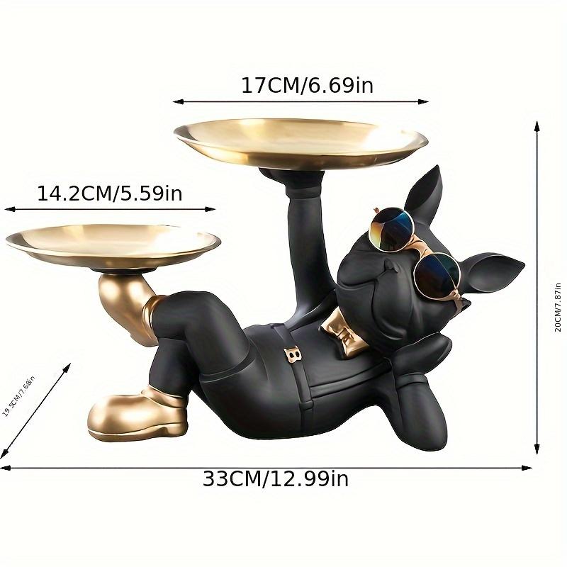 Nordic French Bulldog Animal Figurines Resin Cool Dog Sculpture Tray Candy Snack Key Fruit Jewelry Storage Statue HomeDecor