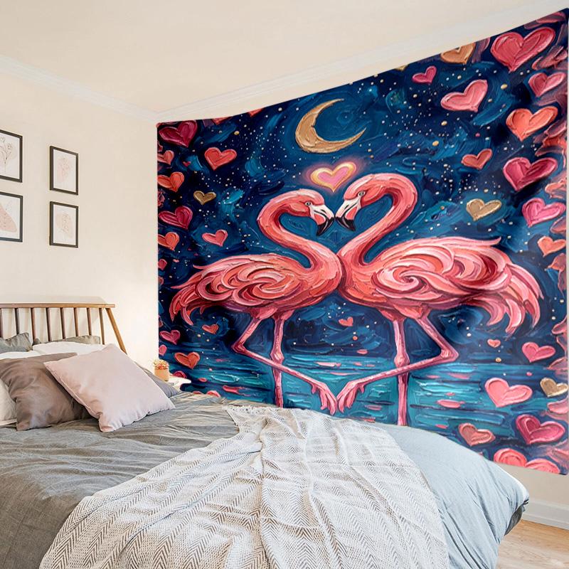 Love Birds In Heart Tapestry Room Decoration Wall Hanging for Living Room Bedroom, Dormitory, Birthday and Christmas Gifts