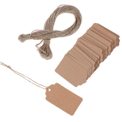100Pcs Blank Kraft Jewelry Price Label String Price Tags With String 20m