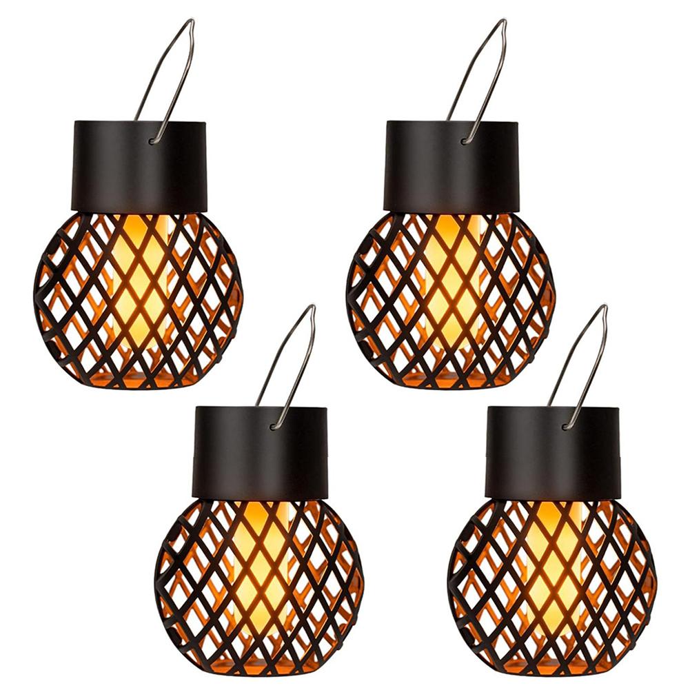 

4 PCS Solar Lanterns Outdoor Waterproof Solar Hanging Light with Flickering Flame Solar Lantern for Yard Patio Tree Camping