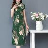 Chinese Qipao Long Dress Chinese Style Flower Printed M-5XL
