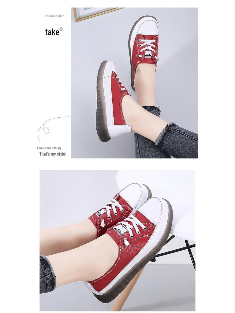 2022 White Soft Sole Low-Cut Casual Leather Sneakers - Trendy Korean Style for Spring and Autumn
