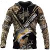 Sweat à capuche unisexe avec impression numérique 3D Motif pêcheur Luya pull de sport d'extérieur