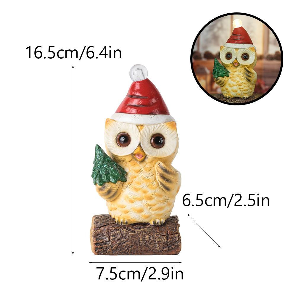 

Latest Glowing Christmas Decoration Owl Home Use Christmas Tabletop Living Room Resin Good Craft Ornaments Durable Durable