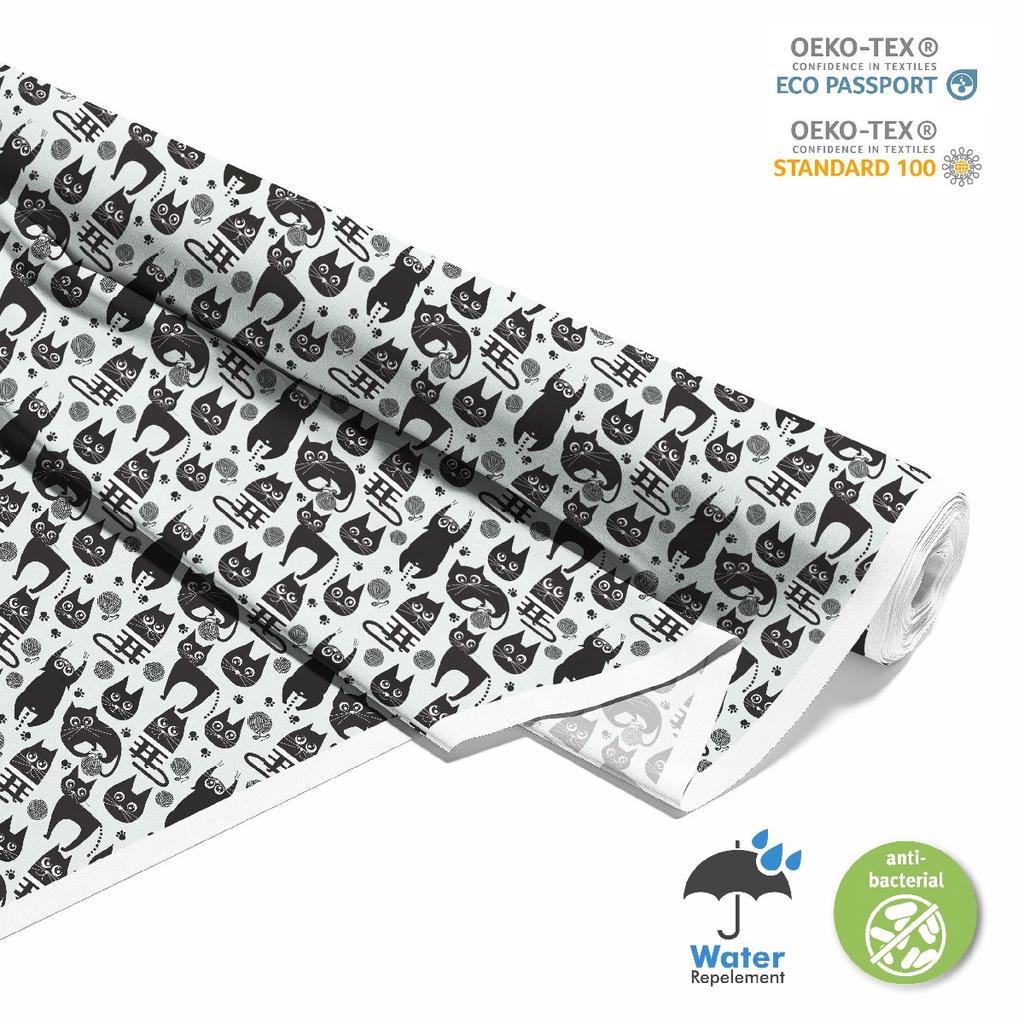 Outdoor Dekostoffe Oxford - Motiv Schwarze Katze