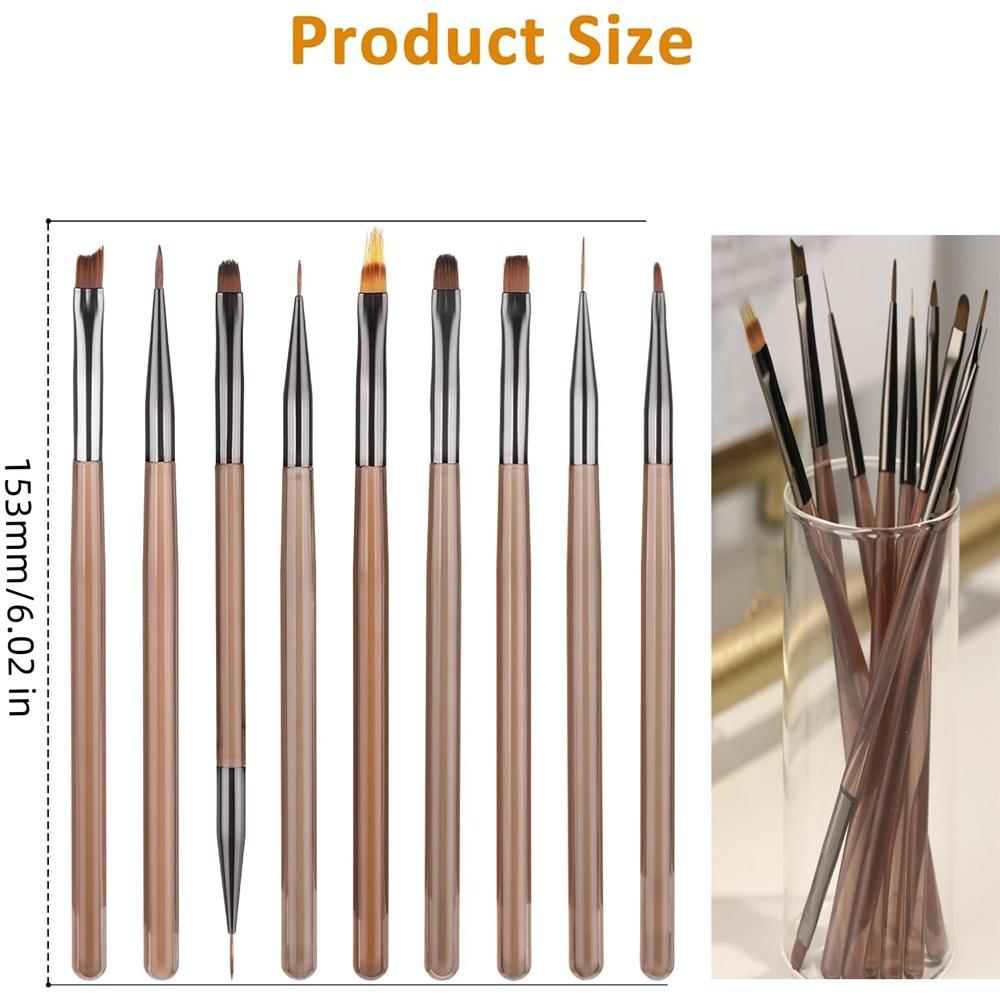 9PCS UV Gel Nail Brush Liner DIY Painting Pen Manicure Acrylic Drawing Brush For Nail Art Design Nails Tip Display Painting Tool