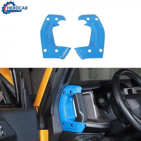 2x Center Console Both Sides Handle Decor Cover Trim For Ford Bronco Light Blue
