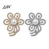 Electroplated Brooch Faux Pearl Rhinestone Flower Brooch, Hollow Floral Lapel Pin for Wedding Bridal Shower, Women Girls Clothing Jewelry Accessories