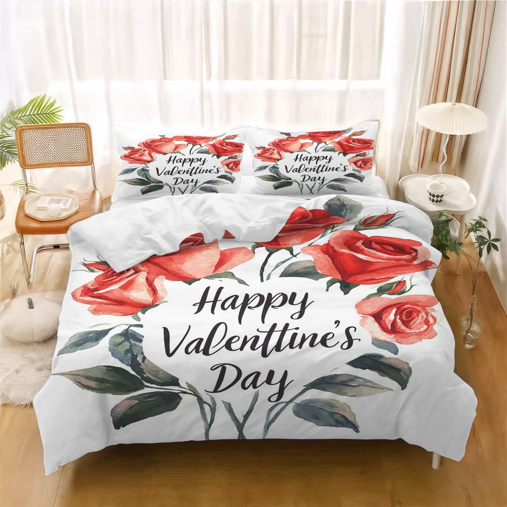 Rose FLower Cartoon Duvet Cover Home Printed Pillowcase Set Adult Bedroom Children Comforter Bedding