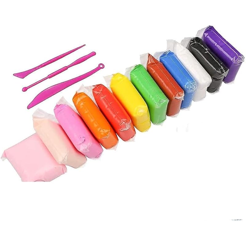 Eclet (Pack Of 12) Air Dry Clay, Colorful Children Soft Clay, Creative Art Crafts, Gifts For Kids-Multi Color. Non-Toxic