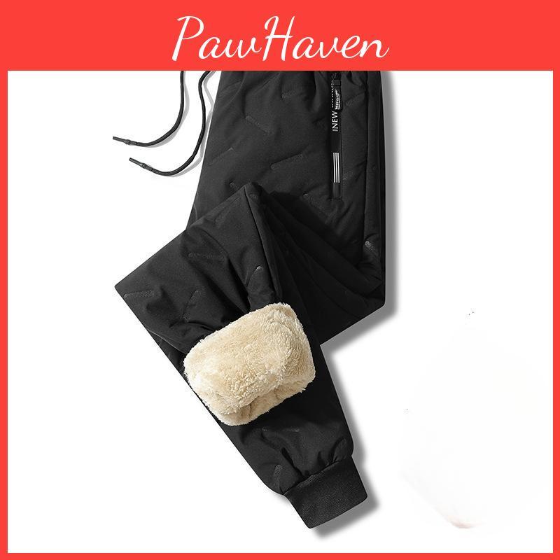 Autumn Winter Pants And Mens Fat Plus Size Padded Thickened Autumn Outside Warm Loose Straight Casual Pants