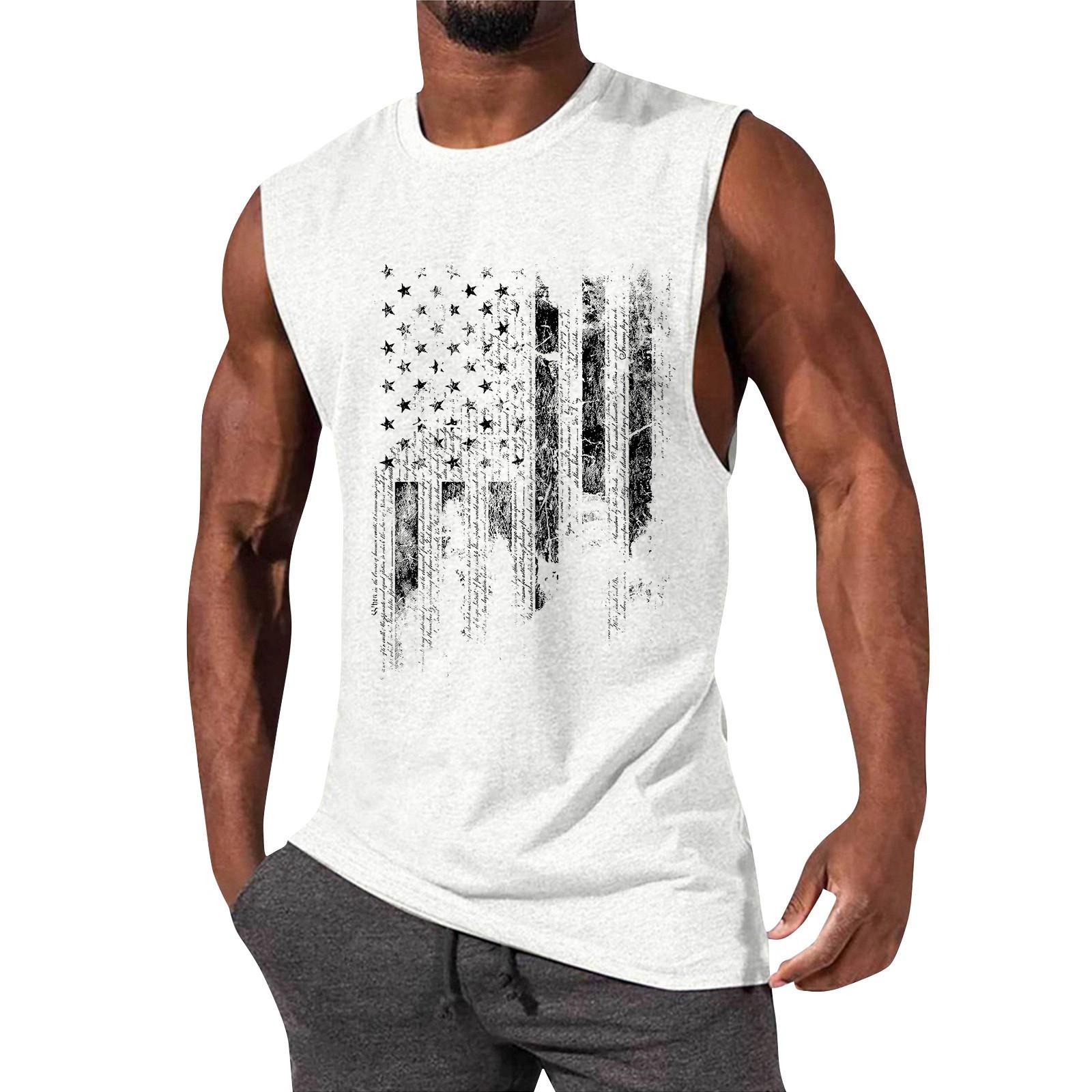 

Мужской летний модный повседневный жилет без рукавов, топы, мужской летний жилет без рукавов с принтом XL белый