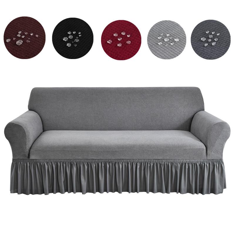 1pc Waterproof Sofa Skirt Covers Stretch Breathable Couch Covers Adjustable Elastic Sofa Slipcovers for Living Room Hotel