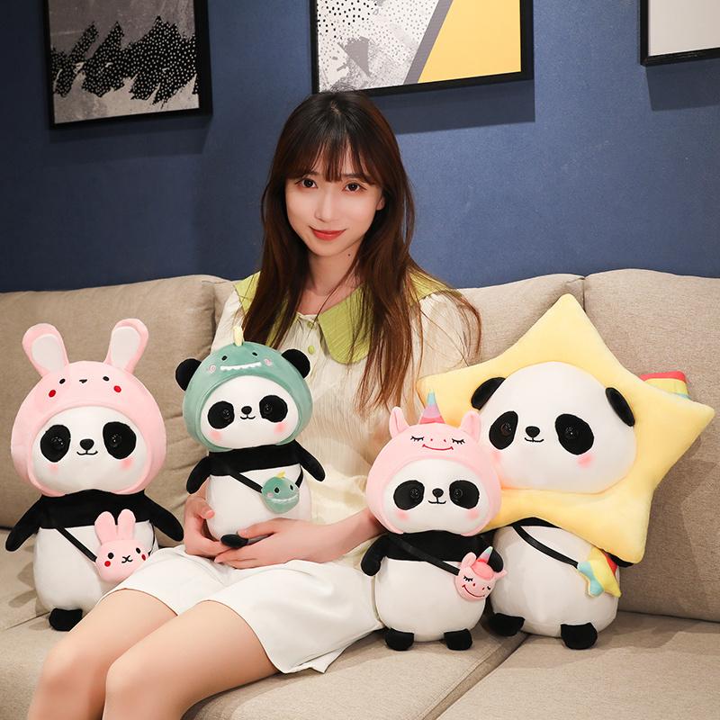 30/40cm Cute Panda Plush Toys Lovely Animal Bears Cosplay Unicorn Dinosaur Rabbit Flowers Pillow Stuffed Soft for Children Gift