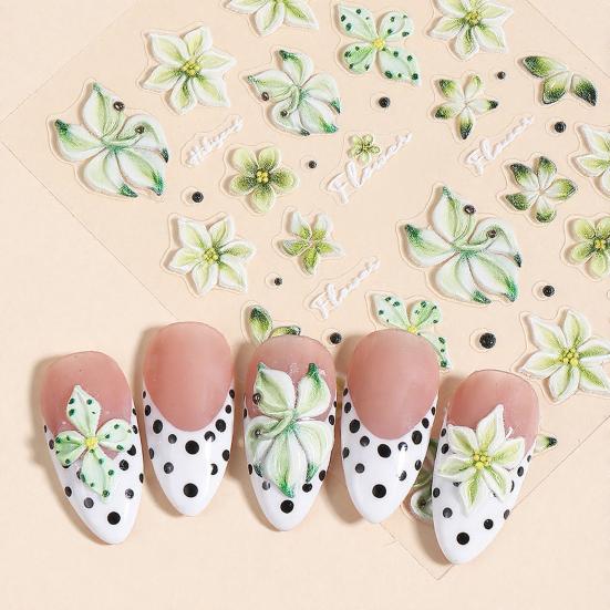 5D Embossed Flower Nail Art Stickers Self-adhesive DIY Spring Summer Floral Manicure Decor Decals Women Nail Accessories for Home Salon