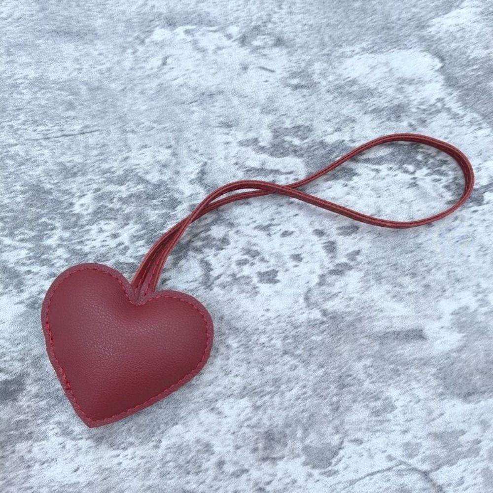 Car Keyring Heart Keychain PU Leather Bag Pendant Multi-color PU Leather Hanger  Women